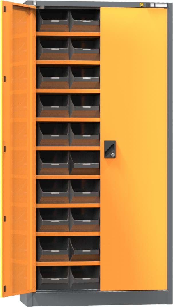 ESD-Flügeltürenschrank mit 9 Fachböden und Vollblechtüren 1950x950x400 mm HxBxT