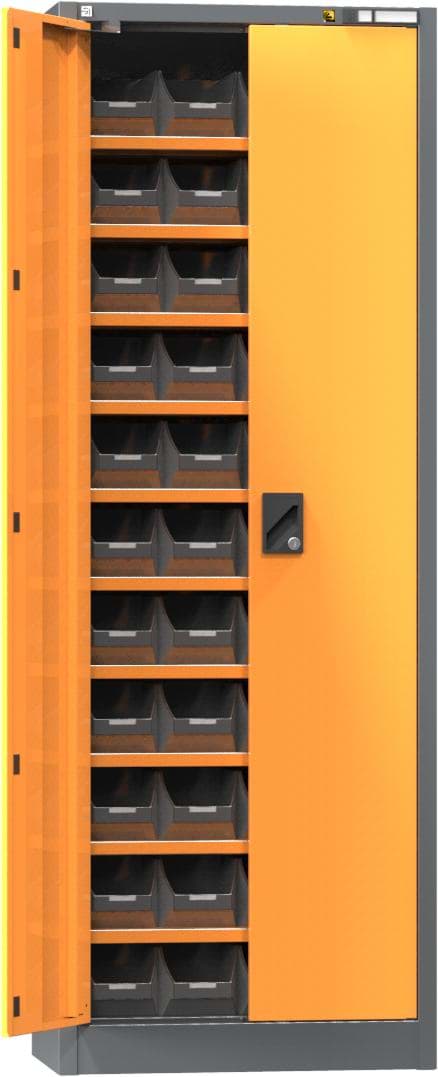 ESD-Flügeltürenschrank mit 12 Fachböden und Vollblechtüren 1950x700x400 mm HxBxT