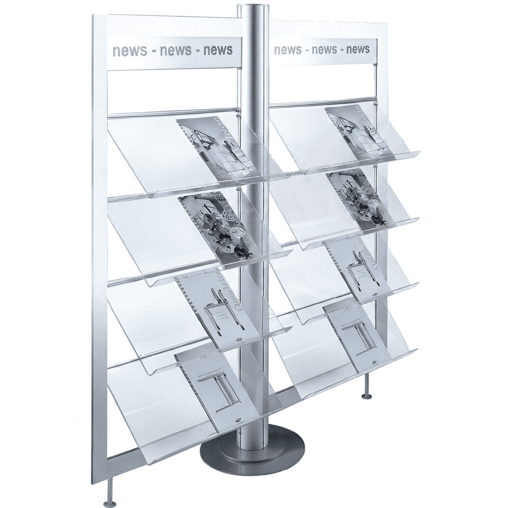 Prospektständer 1700x1980x400 mm HxBxT, mit Rundfuss