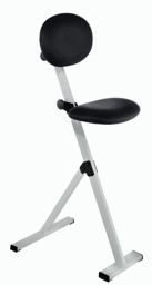 Bild von Stehhilfe mit Sitzfläche Skai schwarz, höhenverstellbar, Gestellfarbe RAL 7035 lichtgrau
