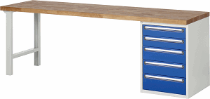 Bild von Werkbank Modell 7513, B 2500 x T 700 x H 840 mm, Buche-Massiv-Platte 40 mm