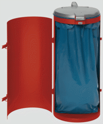 Bild von Abfallsammler mit Einflügeltüre, rot, für 110 Liter Abfallsäcke
