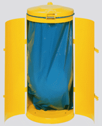 Bild von Abfallsammler mit Doppeltüre, verkehrsgelb, für 110 Liter Abfallsäcke

