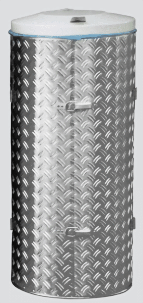 Bild von Abfallsammler mit Doppeltüre, Edelstahl und ALU, Deckel grau für 110 Liter Abfallsäcke
