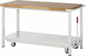 Bild von Werkbank mit absenkbarem Fahrgestell Modell 8000, B 1500xT 700xH 880mm, Buche-Massiv-Platte 40mm
