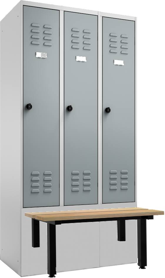 Bild von Garderobenschrank 3 Abteile, mit vorgebauter Sitzbank, 2 Stück Restposten ohne Garantie