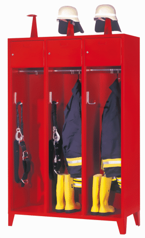 Bild von Feuerwehrschrank ohne Türe mit Wertfach und Etikettenrahmen 3 Abteile
