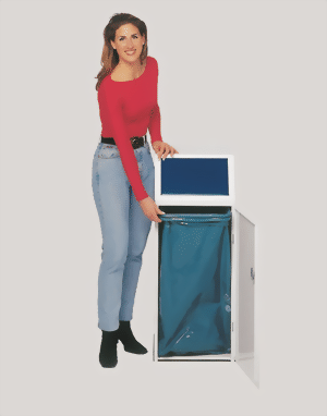 Bild von Wertstoffsammler Typ WSG 69, Korpus weiss (9016), Klappe blau (5010), für 110 Liter Säcke